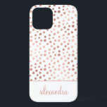 Blush Pink - Rose Gold Polka Dot Muster Monogramm Case-Mate iPhone Hülle<br><div class="desc">Blush Pink - Rose Gold und Weiße Imitate Foil Girly Hand gezeichnete Polka Dot Muster Monogram Personalisiert Smart Phone Case. Bitte kontaktieren Sie den Designer,  um passende Artikel zu erhalten.</div>