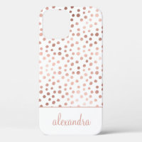 Blush Pink - Rose Gold Polka Dot Muster Monogramm