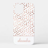 Blush Pink - Rose Gold Polka Dot Muster Monogramm