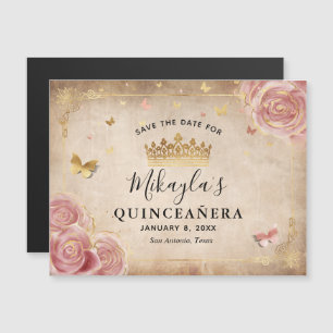 Blush Pink Rose Gold Quince Speichern Sie das Datu Magnetkarte