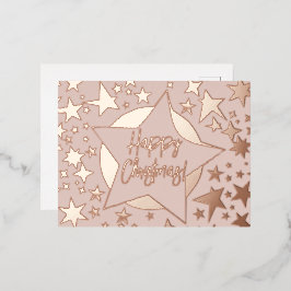Blush Pink Rose Gold Script Glückliche Weihnachtss Folien Feiertagspostkarte