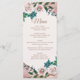 Blush Pink Rose Gold Succules Wedding Menu Menükarte