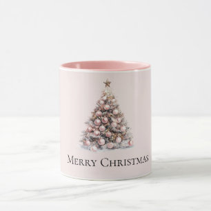 Blush Pink Rose Gold Weißer Weihnachtsbaum Tasse
