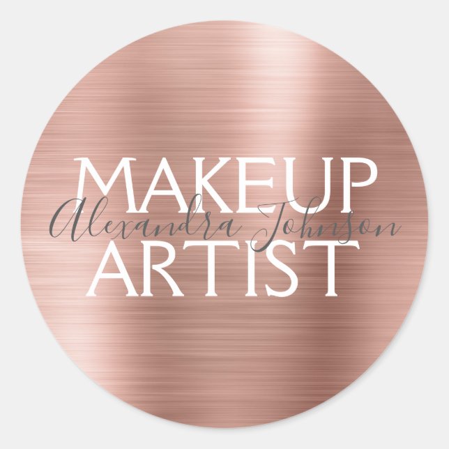 Blush Pink - Rose Goldene Forelle Makeup Artist Si Runder Aufkleber (Vorderseite)