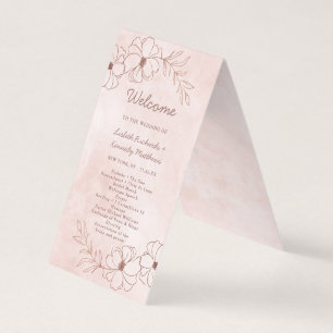 Blush Pink & Rose Goldene Hochzeit Programm