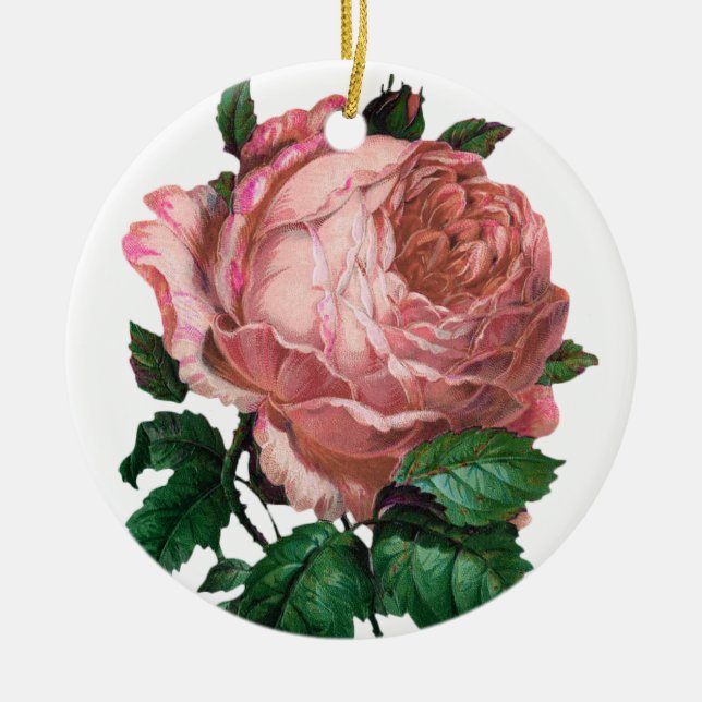 BLUSH PINK ROSE KERAMIK ORNAMENT (Vorne)