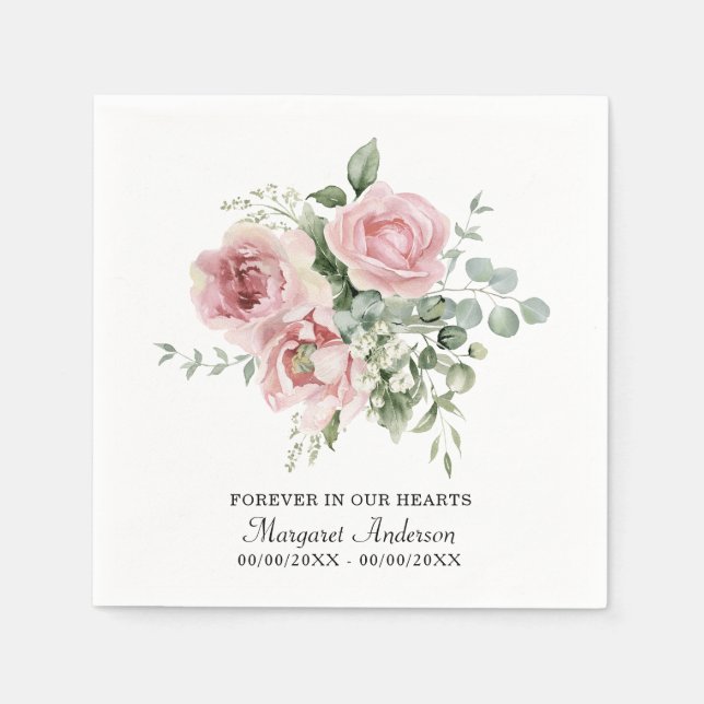 Blush Pink Rose Memorial Serviette (Vorderseite)