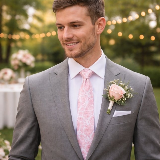 Blush Pink Rose Muster Neck Tie Krawatte (Von Creator hochgeladen)