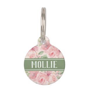 Blush Pink Rose Name und Anschrift Haustiermarke