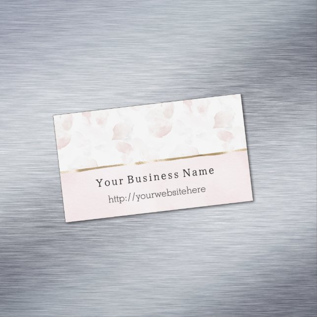 Blush Pink Rose Petal Floral Business name website Magnetische Visitenkarte (Beispiel)