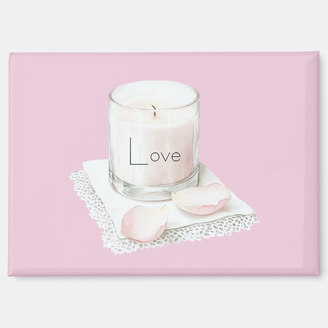 Blush pink rose petals candle magnet (Vorderseite)
