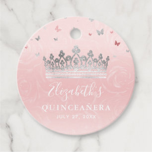 Blush Pink Rose und Silver Crown Vielen Dank für I Geschenkanhänger