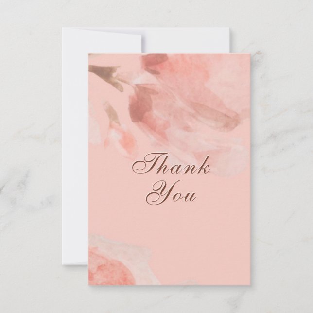 Blush Pink Rose Wasserfarben Hochzeit Dankeskarte (Vorderseite)