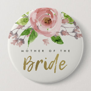 BLUSH PINK ROSE WATERCOLOR FLORAL MOTHER OF BRIDE BUTTON