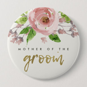 BLUSH PINK ROSE WATERCOLOR FLORAL MUTTER DES GROSS BUTTON
