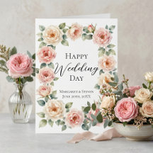 Blush Pink Rose Watercolor Wedding Congratulations