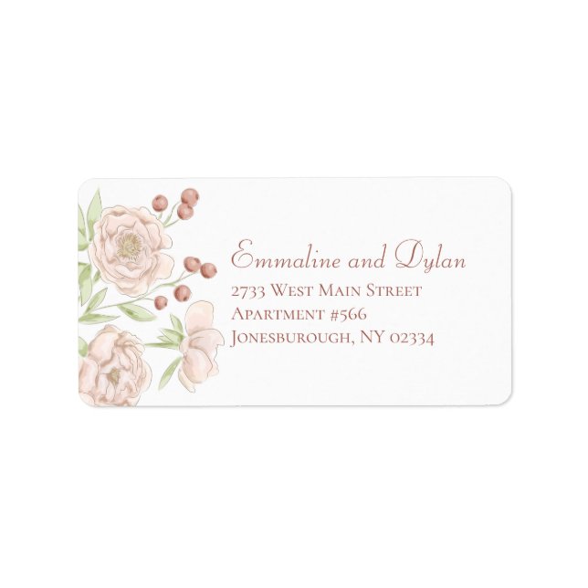Blush Pink Rose Wedding Address Labels Adressaufkleber (Vorne)