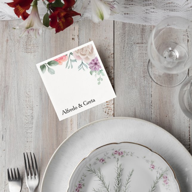 Blush Pink Rose Wedding Cocktail Napkin Serviette (Von Creator hochgeladen)