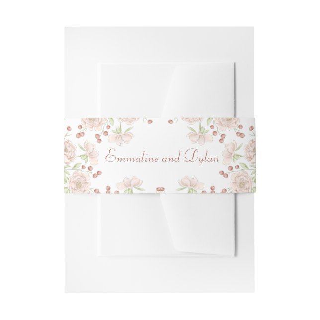 Blush Pink Rose Wedding Einladungsbanderole (Vorderseite Beispiel)