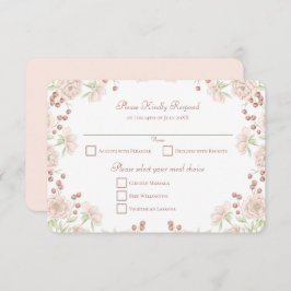 Blush Pink Rose Wedding RSVP Reply Einladung
