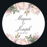 Blush Pink Rose Wedding Stickers<br><div class="desc">Rosa-Rose-Hochzeitskleber in Rosa rot. Ein schönes Hochzeitsdesign, das perfekt für Hochzeiten im Garten geeignet ist. Dieser Aufkleber enthält rot-rosa Blume mit Blume mit weißem und blauem Akzent. Passen Sie dieses Design mit Ihren Hochzeitsinformationen und jeder beliebigen individuellen Nachricht an, die Sie einschließen möchten! Die Hintergrundfarbe ist Set zu Weiß, kann...</div>