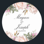 Blush Pink Rose Wedding Stickers<br><div class="desc">Rosa-Rose-Hochzeitskleber in Rosa rot. Ein schönes Hochzeitsdesign, das perfekt für Hochzeiten im Garten geeignet ist. Dieser Aufkleber enthält rot-rosa Blume mit Blume mit weißem und blauem Akzent. Passen Sie dieses Design mit Ihren Hochzeitsinformationen und jeder beliebigen individuellen Nachricht an, die Sie einschließen möchten! Die Hintergrundfarbe ist Set zu Weiß, kann...</div>