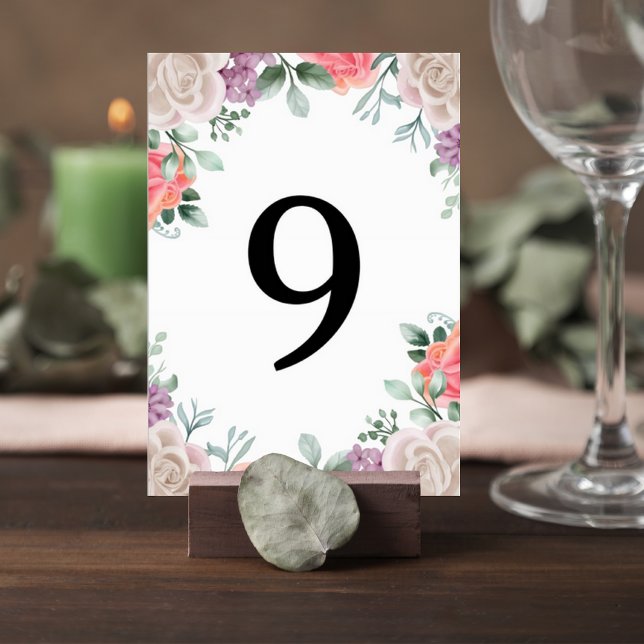 Blush Pink Rose Wedding Table Number Card Tischnummer (Von Creator hochgeladen)