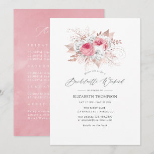 Blush Pink & Rosen Gold Floral Bachelorette Wochen Einladung