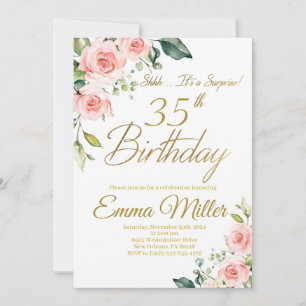 Blush Pink Roses 35. Geburtstagsparty Einladung