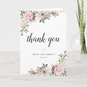 Blush Pink Roses Bloral Wedding Danke Karte