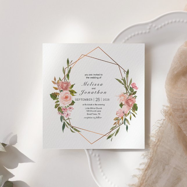 Blush Pink Roses Bloral Wedding Einladung (Von Creator hochgeladen)