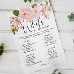 Blush Pink Roses Blumenspiel Raten Sie den Dress F Flyer<br><div class="desc">Raten Sie mal,  wie das Brautparty im Kleid läuft. Geben Sie jedem Gast eine Karte und lassen Sie ihn raten,  zeichnen,  was die zukünftige Braut an ihrem Hochzeitstag tragen wird. Weiche Aquarellrosen mit rosa Rosen. Koordinierung der Rückseite In unserem Zazzle-Shop finden Sie passende Artikel,  um Ihre Veranstaltungskollektion abzuschließen!</div>