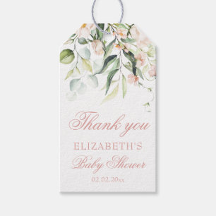 Blush Pink Roses Eucalyptus Baby Dusche Vielen Dan Geschenkanhänger