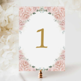Blush Pink Roses Floral Birthday Sweet 16 Wedding Tischnummer