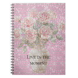 Blush Pink Roses Floral Sparkle  Notizblock
