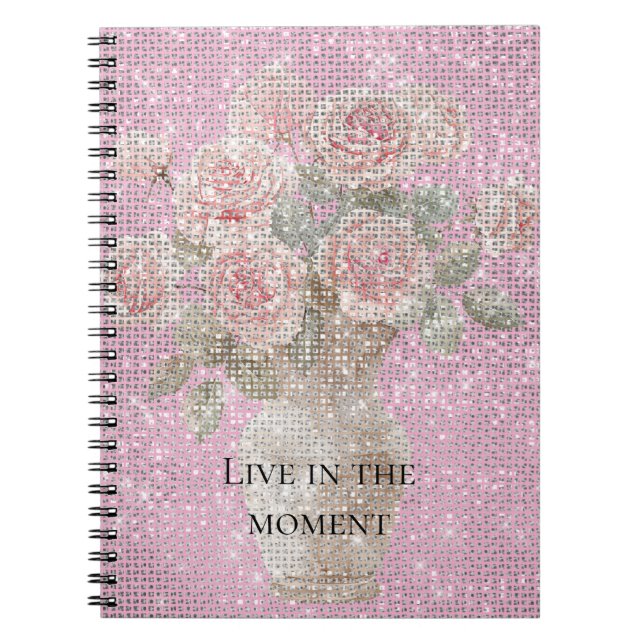 Blush Pink Roses Floral Sparkle  Notizblock (Vorderseite)