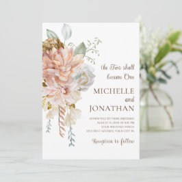 Blush Pink Roses Grüne Christliche Hochzeit Einladung