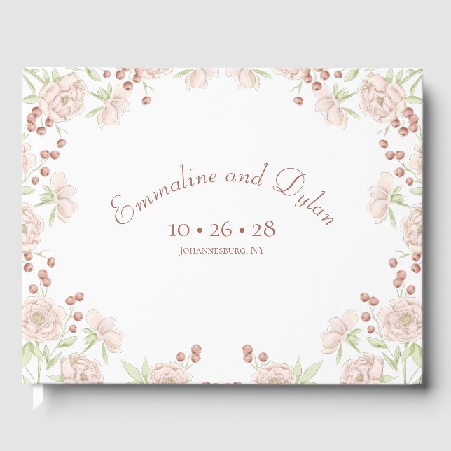 Blush Pink Roses Wedding Gästebuch (Vorderseite)