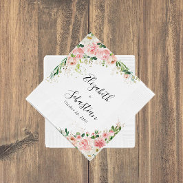 Blush Pink Roses Wedding Napkins Serviette