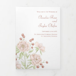 Blush Pink Roses Wedding Programs Modern Dreifach-gefaltete Programmkarte