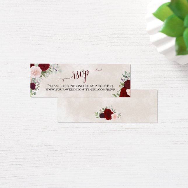 Blush Pink & Rote Rosen HochzeitsrSVP Online-Karte (Schreibtisch)