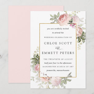 Blush Pink Rustikale Hochzeitsfeier Einladung