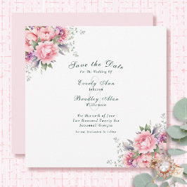 Blush Pink Sack Wasserfarbe Save the Date Blütenfa