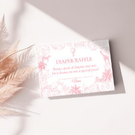 Blush Pink Safari Animals Jungle Diaper Raffle Begleitkarte