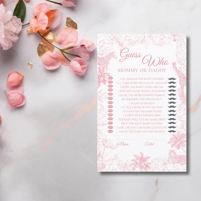 Blush Pink Safari Jungle Baby Shower Guess Who (Von Creator hochgeladen)
