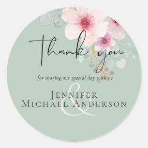 Blush Pink Sage Blumenzettel Runder Aufkleber