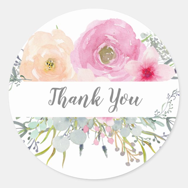 Blush Pink Sage Danke Stickers BOHO Floral (Vorderseite)