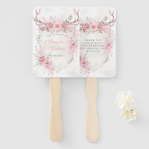 Blush Pink Sage Peony Deer Antlers Wedding Fächer