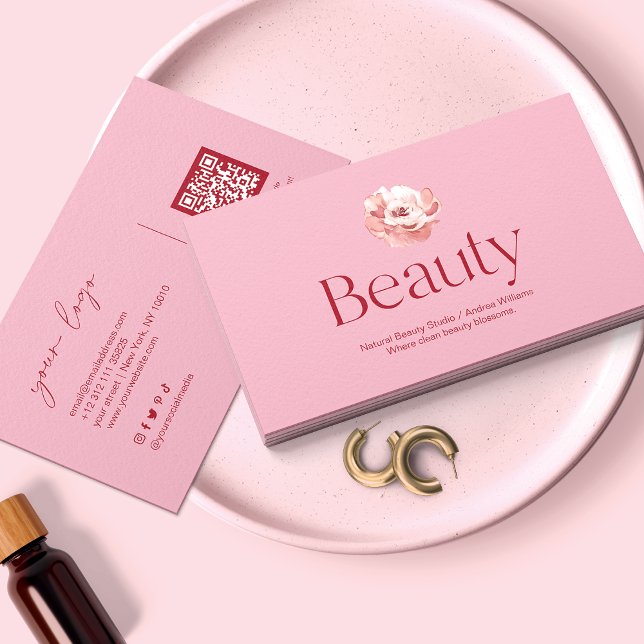 Blush Pink Salon Beauty Business Card Visitenkarte (Von Creator hochgeladen)