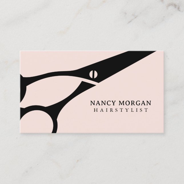 Blush Pink Schere Haarstylist Visitenkarte (Vorderseite)